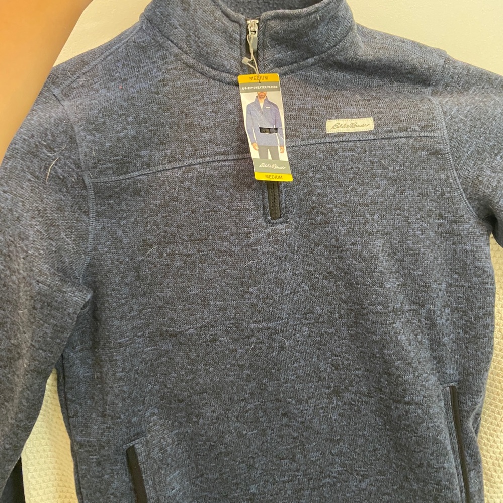 New blue 1/4 zip up mens from Eddie bauer